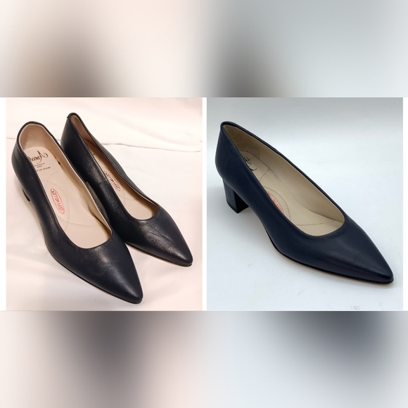 Amalfi Shoes - Amalfi by Rangoni Women’s Shoes Navy Blue Pointed Toes Block Heels Size 4.5